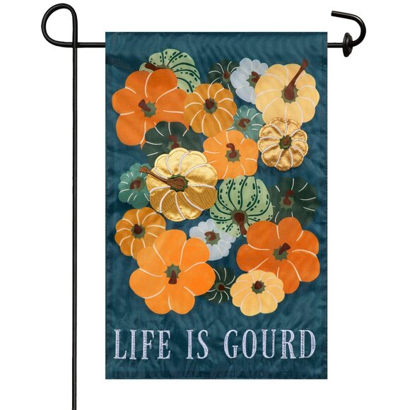 Meadow Creek Harvest 11.5" x 18" Life is Gourd Outdoor Yard Flag - Picture 1 of 3